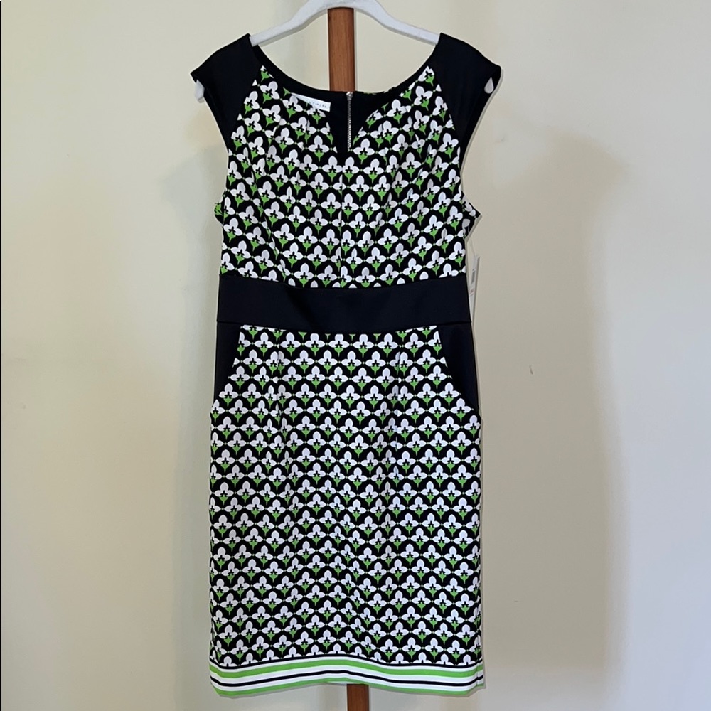 Green and Black Sheath Dress for Work